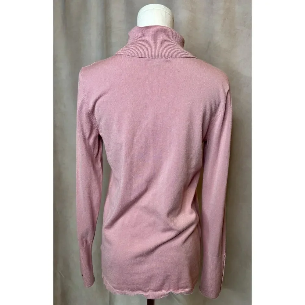 Mauve Knit Mock Neck Stud Cuff JM Collections Sweater Women’s S